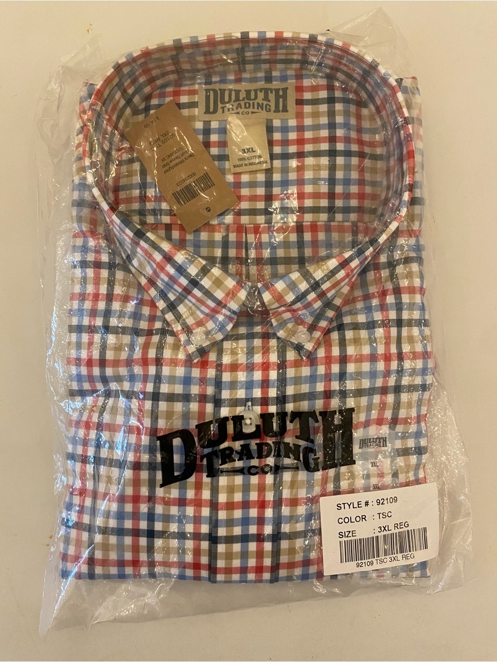 Duluth Trading Co Plaid Button-Down Short Sleeve Shirt Red Blue Tan Office New